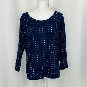 Caslon Polkadot 3/4 Sleeve Top Size L